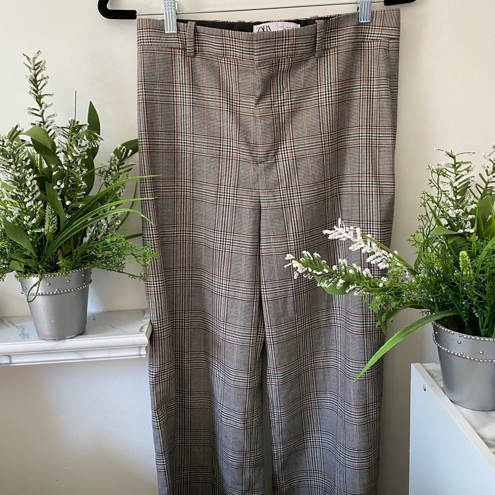 Checkered wide leg pants